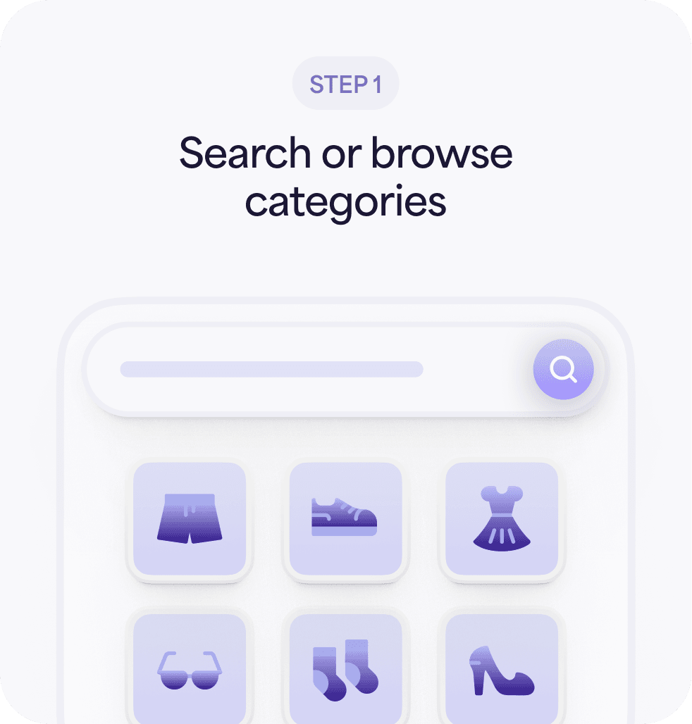 Step 1: Search or browse categories